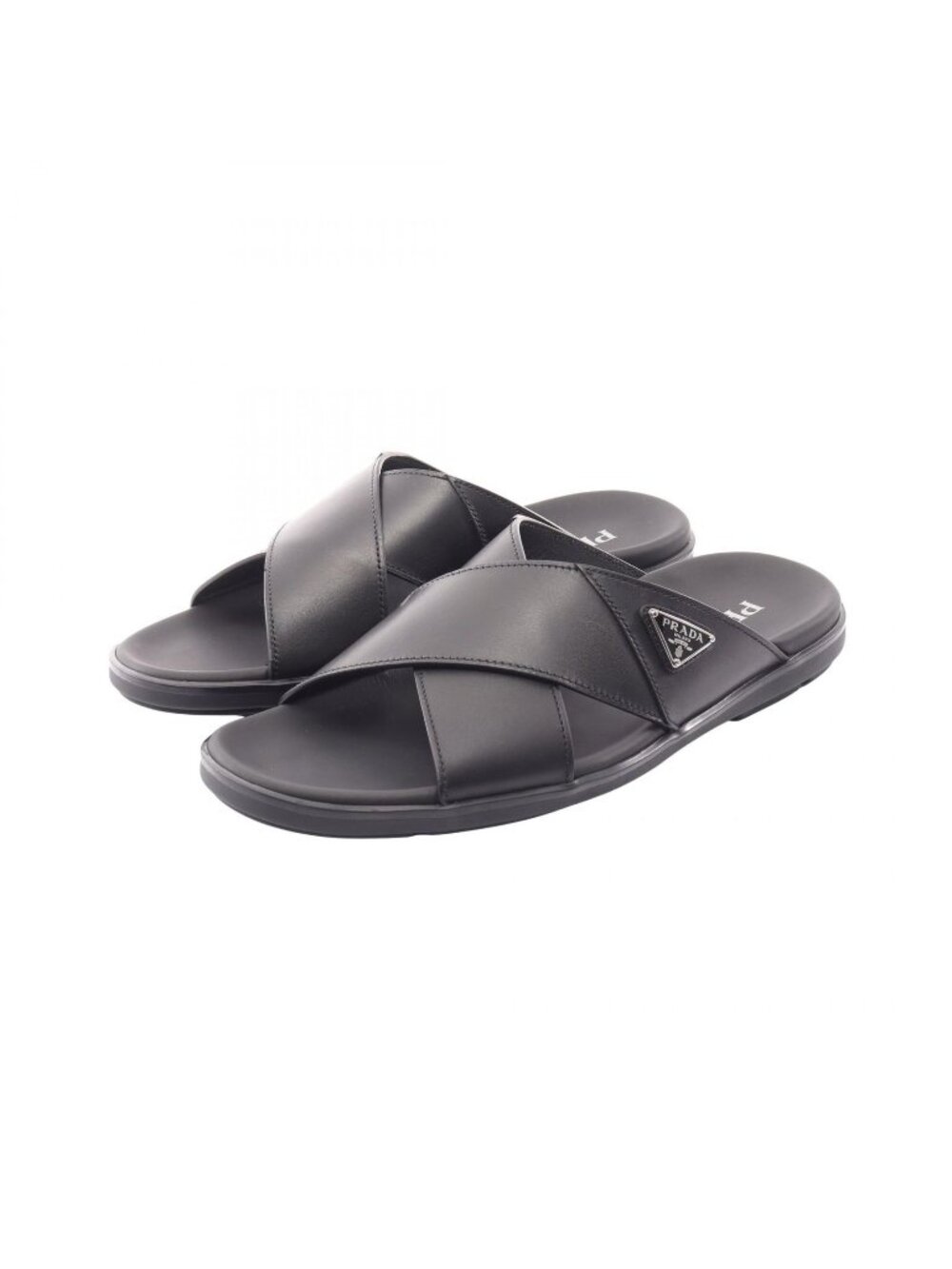 Prada Sandals Criss Cross Leather Shoes Slide